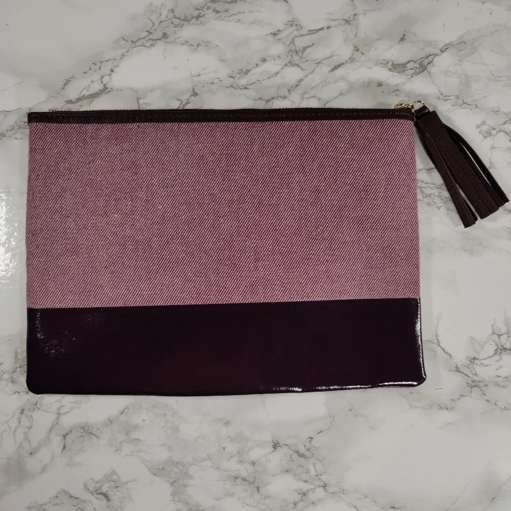 Kate Spade Ash Street Logo Large Zippered Pouch in Deep Plum